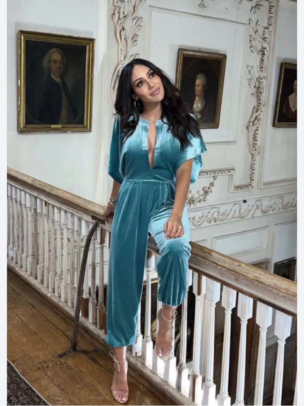 Norma Kamali Plunge-Waist Jumpsuit in Vintage Mint sz S NWT